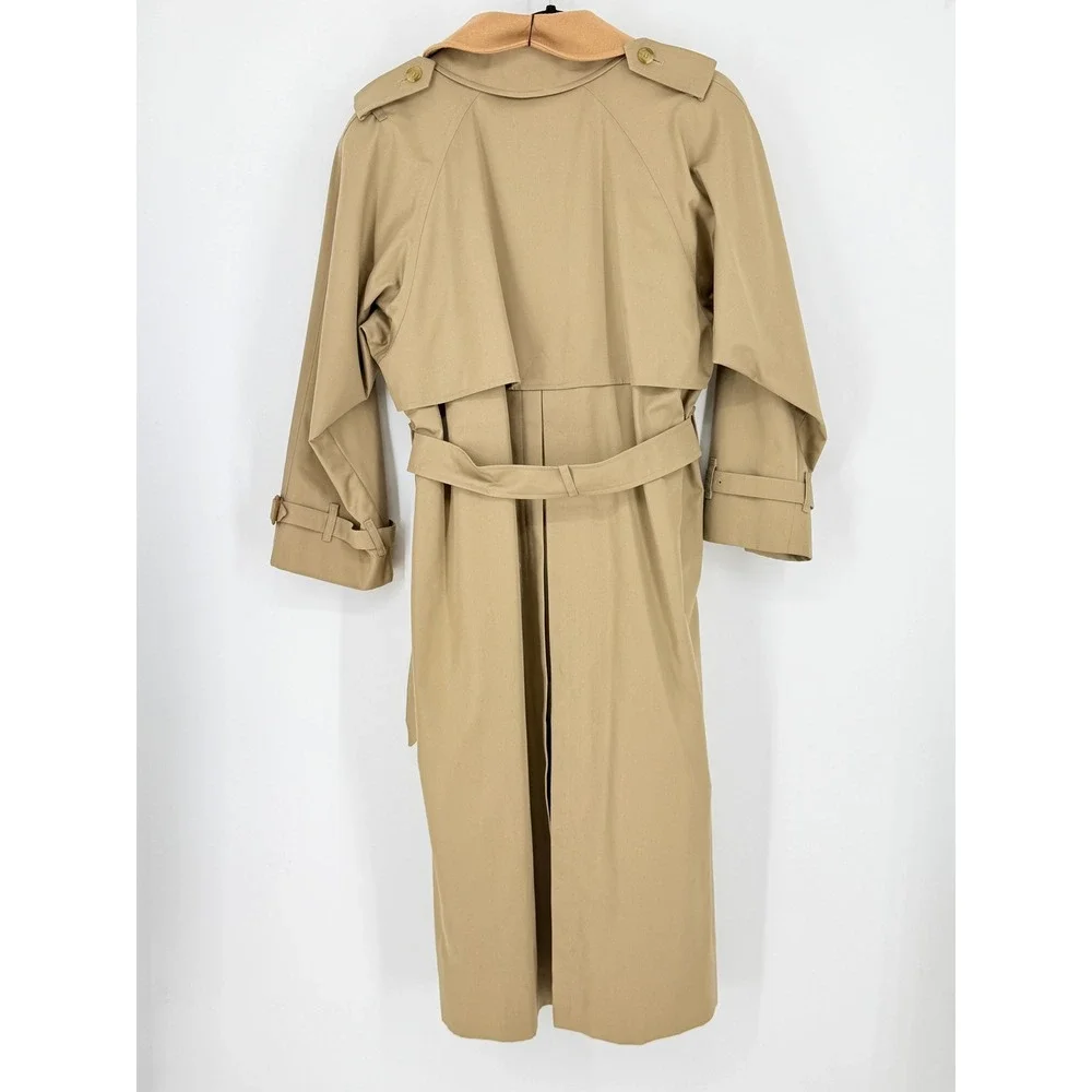 Burberrys' of London New 1996 Victoria Trench Coat Tan Belted 10 Long Warmer CBK - Picture 2 of 16